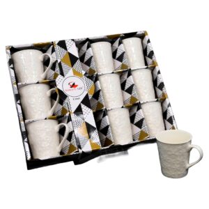 Set 12 tazas porcelana, textura de flores