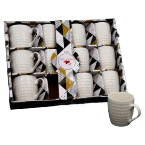 Set 12 tazas porcelana, textura de X