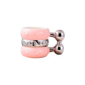 Taza individual rosa y plateada de porcelana(KX 7160-9)