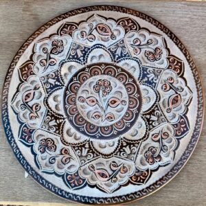 Plato decorativo turco de cobre tallado a mano 19cm diametro