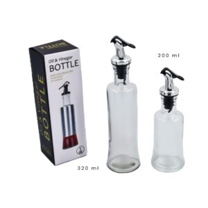 Aceitero individual de vidrio transparente con plateado 320ml (KX 114-12)