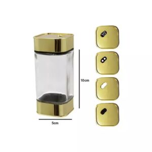 Especiero individual de vidrio, cuadrado dorado kx-114-4