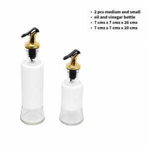 Aceitero individual de vidrio, blanco con dorado 320ml(KX 114-13)