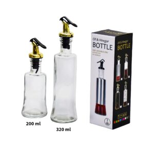 Aceitero individual de vidrio transparente con dorado 320ml(KX 114-5)