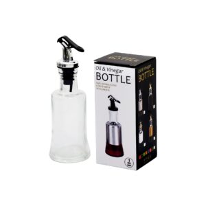 Aceitero individual de vidrio transparente con plateado 200ml(KX 114-13)