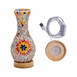 Lámpara de jarrón pequeño blanco con estrella naranja, amarillo, azul (E4)