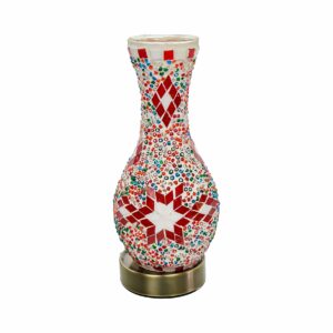 Lámpara de jarrón pequeño blanco con estrellas rojas (C02)