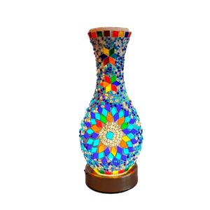 Lámpara de jarrón pequeño blanco con azul y estrella grande (TH01)