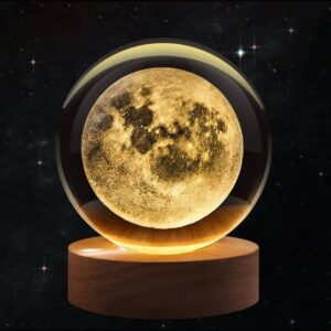 Lámpara de mesa esférica holográfica, diseño Luna