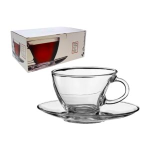 Set 6 tazas y 6 platos de vidrio Pasabahce Penguen (98396)