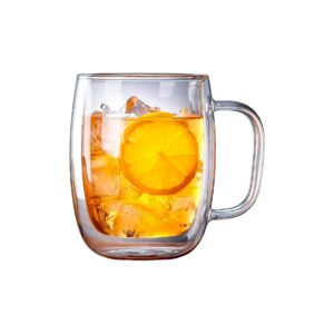 Taza de cristal ancha, doble pared 14 OZ