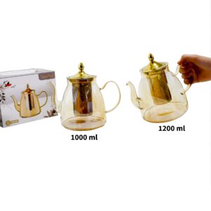 Tetera de vidrio dorado 1000ml (KX 222-60)