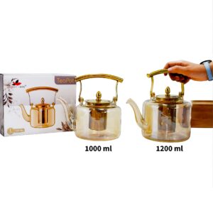Tetera de vidrio dorado 1000ml