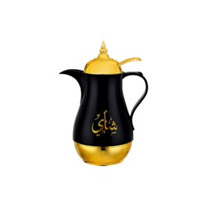 Termo diseño arabe NEGRO PARA TÉ, interior de vidrio1 L (GB-T)