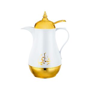 Termo diseño arabe BLANCO PARA CAFÉ, interior de vidrio1 L (GW-C)