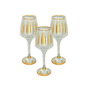 Set 3 copas de vidrio, lineas verticales doradas LAL (LAL558)