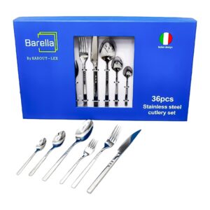 Set 36 cubiertos acero plateado Barella caja azul