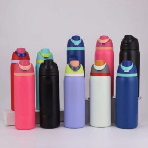 Termo metalico, caja blanca. Blanco, Negro, Rosa, Celeste, Morado, Verde